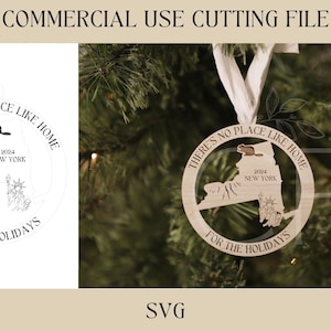 New York State Christmas Ornaments SVG | Souvenir Gift SVG | Digital Download | Laser Ready File | Wood Acrylic Ornament
