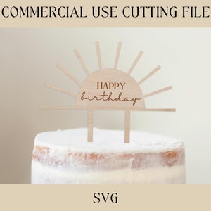 Sun Happy Birthday Cake Topper | First Birthday Cake Topper | Cake Topper SVG, PNG | Digital Download | Printable, Cricut & Silhouette