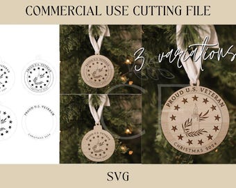 誇り高き米国退役軍人オーナメント SVG | バンドル SVG | 軍事ギフト | デジタル ダウンロード | レーザー対応ファイル | 退役軍人ギフト