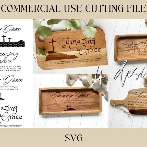 Amazing Grace Set of 4 Catch All Tray Designs SVG | Key Tray SVG | Digital Download | Laser File | Easter File | Cutting Board Design