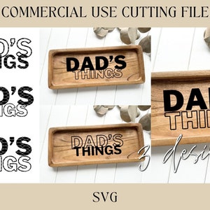 Juego de 3 bandejas para guardar todo (SVG) de Dads Things / Bandeja para llaves (SVG) / Descarga digital / Archivo láser / Regalo para papá / Inauguración de casa / Anfitriona