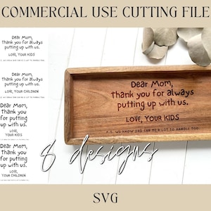Dear Mom Catch All Tray Designs SVG | Key Tray | Digital Download | Laser File | Mothers Day | Mom Gift | Cutting Board File