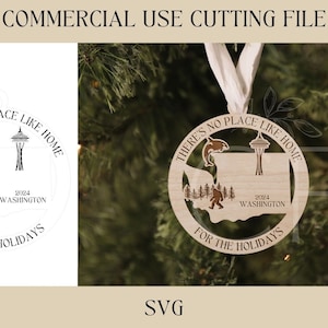 Washington State Christmas Ornaments SVG | Souvenir Gift SVG | Digital Download | Laser Ready File | Wood Acrylic Ornament