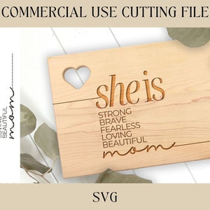 She Is Mom Catch All Tray Designs SVG | Key Tray | Digital Download | Laser File | Mothers Day | Mom Gift | Cutting Board File