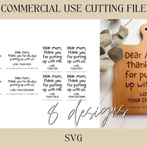 Dear Mom Catch All Tray Designs SVG | Key Tray | Digital Download | Laser File | Mothers Day | Mom Gift | Cutting Board File