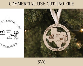Texas State Christmas Ornaments SVG | Souvenir Gift SVG | Digital Download | Laser Ready File | Wood Acrylic Ornament