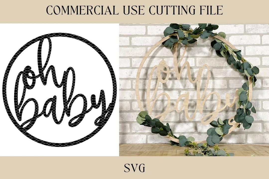 Oh Baby SVG Cutout Baby Shower Sign SVG Digital Download Printable