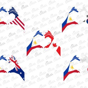 May include: Six pairs of hands forming heart shapes with flags of different countries. The flags are the Philippines, the United States, Canada, South Korea, Australia, and Japan.