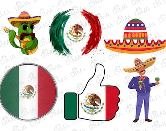 Mexico Flag Bundle (6), Mexico National Country Banner, Bandera de México, Escudo nacional de México, Mexico Flag in SVG DXF PNG