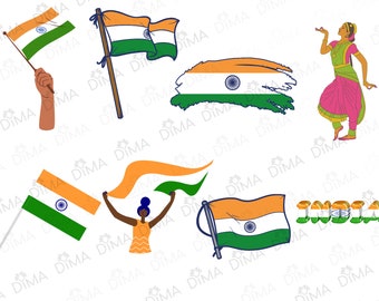 India Flag Bundle (8), India National Country Banner, Tiraṅgā, Ashoka Chakra, India Flag in SVG DXF PNG eps