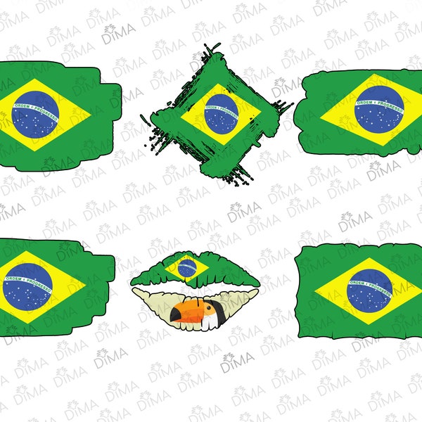 Brazil Flag Bundle (6), Ordem e Progresso, Brazil National Country Banner, Bandeira do Brasil, Brazil Flag in SVG DXF PNG