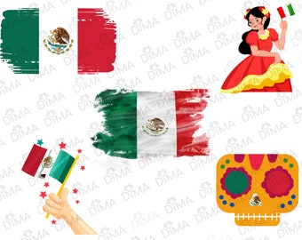 Mexico Flag Bundle (5), Mexico National Country Banner, Bandera de México, Escudo nacional de México, Mexico Flag in SVG DXF PNG