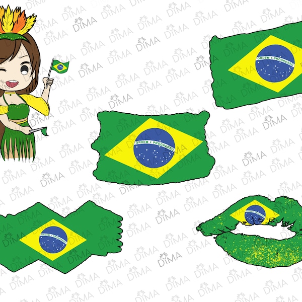 Brazil Flag Bundle (5), Ordem e Progresso, Brazil National Country Banner, Bandeira do Brasil, Brazil Flag in SVG DXF PNG
