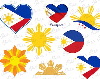 フィリピン国旗と太陽のアートバンドル：フィリピンの旗（SVG、PNG）