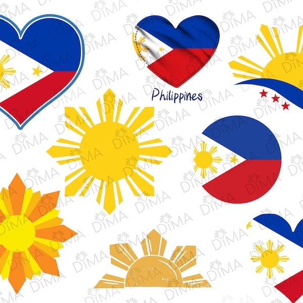 Philippines Flag and Sun Bundle (8), Philippines National Country Banner, Pilipinas Flag, Filipino Sun, Sun, Sun flag in svg png