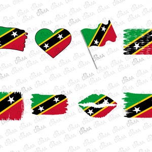 Saint Kitts and Nevis Flag Bundle (8), Federation of Saint Kitts and Nevis, Flag of Saint Kitts e Nevis Flag Bundle in SVG PNG DXF