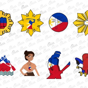 Philippinische Flaggen Bundle (8), Philippinische Flagge, Pilipinas Flagge, Philippinische Karte, Sonne, Adler, Sonne, Karte, Peace Flagge in SVG PNG