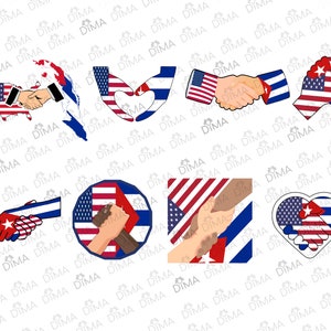 USA and Cuba Flag (8), United State of America, Bandera de Cuba, Handshake, Estrella Solitaria, Lone Star flag, Hands Flag in svg png dxf