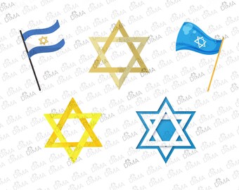 Israel Flag Bundle: Star of David, Magen David (SVG PNG DXF)