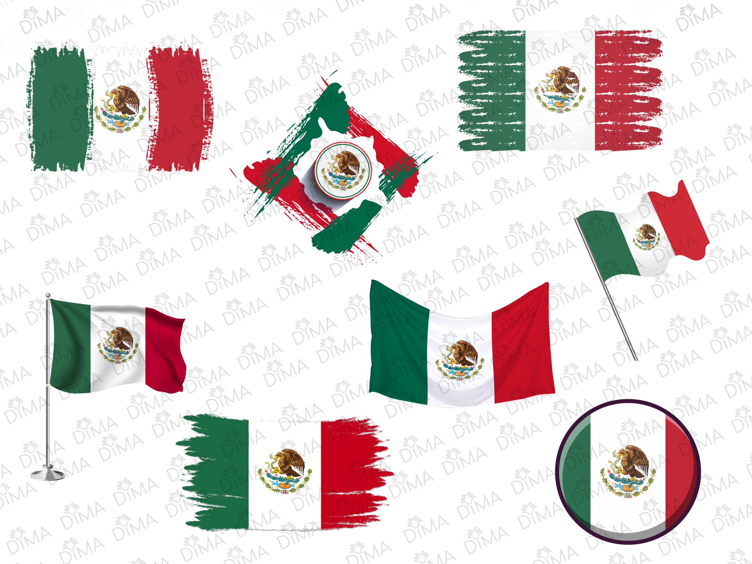 Mexican Flag Patches (4-Pack) Flag Embroidered Iron On Patch Appliques