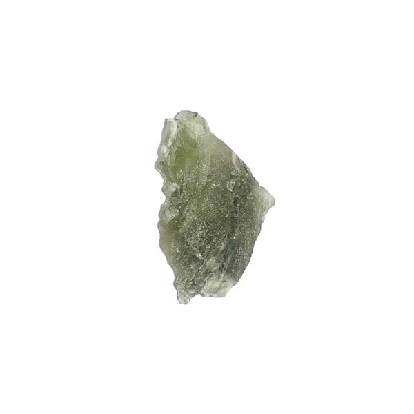 Pierre Moldavite Naturelle Du Brésil 0,41 Carats - Forme Poire Verte Translucide - Avec Certificat