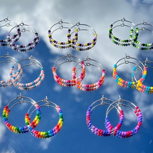 Beaded Pride Hoop Earrings | Handmade Beaded Hoops | LGBTQ+ Transgender, Lesbian, Bisexual, Pansexual, Non-binary, Asexual, Aromantic