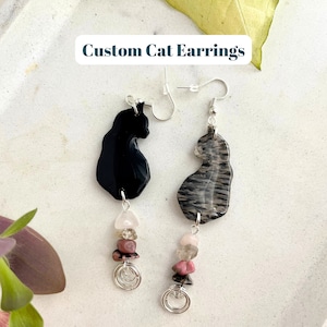 Personalized Cat Earrings, Custom Cat Clay Earrings, Custom Cat Mom Gifts, Cat Lover Clay Earrings, Cat Gifts for Her, Cat Holiday Gifts