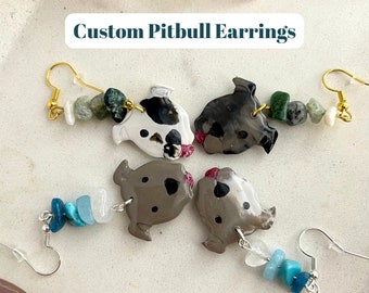 Custom Pitbull Earrings, Custom Dog Clay Earrings, Custom Dog Mom Gifts, Pitbull Lover Earrings, Dog Gifts for Her, Dog Holiday Gifts