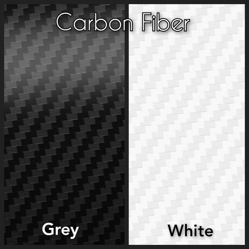 May include: Two samples of carbon fiber fabric, one in grey and one in white. The fabric has a woven pattern.