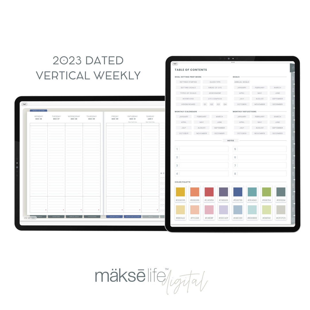 Mäksēlife 2023 Digital Goalsetting Vertical Weekly Planner Etsy