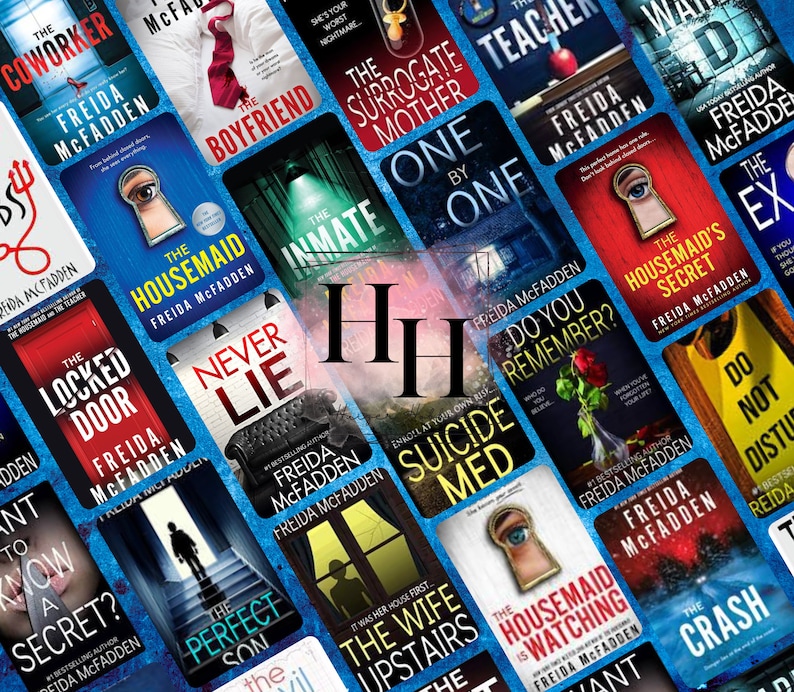Puede incluir: Un collage de portadas de libros de misterio y suspense de la autora Freida McFadden. Las portadas presentan una variedad de colores y dise&ntilde;os, incluyendo una cerradura, una casa y un rostro de mujer. Los t&iacute;tulos de los libros incluyen "The Coworker", "The Boyfriend", "The Surrogate Mother", "The Teacher", "The Housemaid", "Never Lie", "The Inmate", "Suicide Med", "Do You Remember?", "The Housemaid's Secret", "Do Not Disturb", "The Wife Upstairs", "The Housemaid is Watching", and "The Crash".