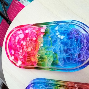 Vassoio portaoggetti in resina arcobaleno - Rosa