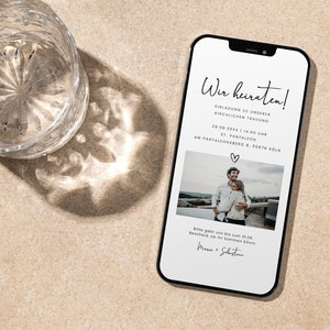 TIMON Digitale Einladung Hochzeit, DIY Vorlage, Einladung Kirche Trauung, per Whatsapp + Email versenden, personalisierbar, Sofort Download