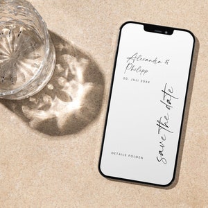 SARABI Digitale Save the Date Einladung, DIY Vorlage, Hochzeit Kirche, per Whatsapp oder Email versenden, personalisierbar, Sofort Download