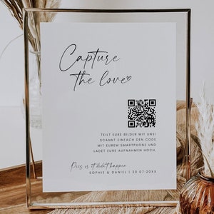 SARABI Póster personalizable código QR, plantilla diy digital, idea de decoración, mesa de regalo de boda, soporte de código QR | A4, A5, 10 x 15 cm