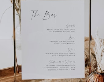 SARABI Bar Menu Drinks, Digital DIY Template, Bar Menu Drinks, Dinner Table Decoration Wedding, Customizable | A4, A5, 10 x 15 cm