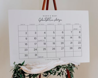 Edición de scripts con pinceles: Calculadora de fecha de parto para baby shower, plantilla digital para hacer tú mismo, juego de fecha de parto, descarga instantánea, PDF | DIN A2–A4