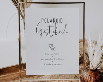 NALA Modernes Schild Polaroid, Foto Gästebuch, DIY Vorlage Geschenketisch, einfache Vorlage zum Ausdrucken, Hochzeit, Dekoration, A4, A5