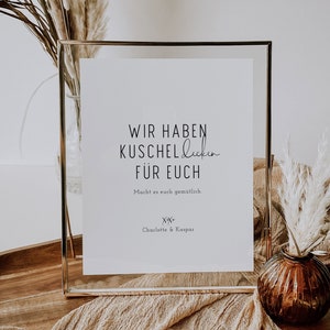 NALA Personalisierbares Poster Kuscheldecken, digitale DIY Vorlage, Deko Idee Hochzeit im Freien, PDF selbst drucken | A4, A5, 10x15cm