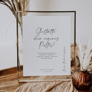 SARABI Personalisierbares Poster, digitale DIY Vorlage, Layout selbst gestalten, Hochzeit, Baby Shower, PDF selbst drucken | A4, A5, 10x15cm