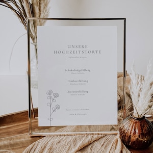 SIMBA Personalisierbares Poster Hochzeitstorte, digitale DIY Vorlage, Deko Idee, Füllung Etagen Kuchen Hochzeit, PDF | A4, A5, 10x15cm
