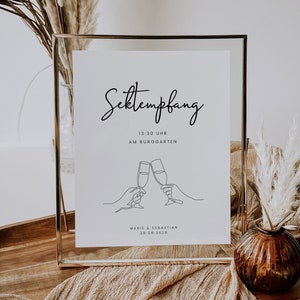 TIMON Personalisierbares Poster Sektempfang, digitale DIY Vorlage, Getränkeempfang Deko Idee Hochzeit, PDF selbst drucken | A4, A5, 10x15cm