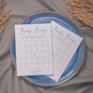SARABI Baby Bingo, plantilla digital de bricolaje, tarjetas ABC para completar, idea de baby shower A-Z, personalizable, descarga instantánea | Din A4 + A5