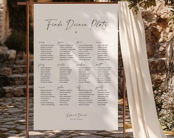 Modern Minimal Edit – Wedding Seating Plan, Digital DIY Template, Guest Seating Arrangement, Table Plan, Customizable, Instant Download | DIN A1 + A2