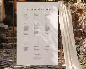 Botanical Line Edit – Wedding Seating Plan A-Z, Digital DIY Template, ABC Seating Arrangement for Guests, Table Plan PDF, Instant Download | DIN A1 + A2