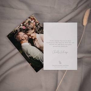 NALA Danksagungskarte mit Foto, digitale DIY Vorlage, Dankeskarte Hochzeit, personalisierbar, Sofort Download, Pdf | DIN A6 hoch