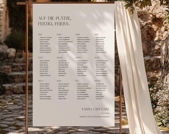Modern Serif Edit – Wedding Seating Chart, Digital DIY Template, Guest Seating Arrangement, Table Plan, Customizable, Instant Download | DIN A1 + A2