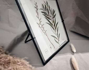 Black glass and metal picture frame, stand for weddings and events, table frame, picture maximum 20 x 25 cm or smaller