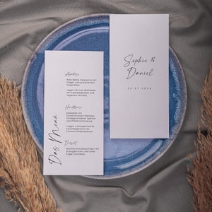 Tarjeta de menú SARABI, plantilla de bricolaje digital, tarjeta de lugar de boda, decoración de mesa de cena, personalizable, descarga digital / 2 formatos
