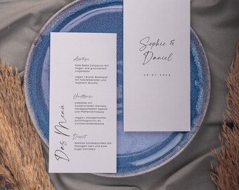 SARABI Hochzeitsmenü Vorlage, minimalistisch, moderne Menükarte, Abendessen Menü Hochzeit, Tischdekoration, Gästemenü, digital download, diy